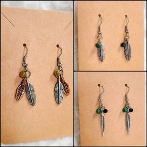 3 pairs handmade feather earrings